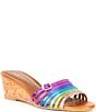 Color:Multi - Image 1 - Pierra Mid Wedge Metallic Leather Slip On Sandals
