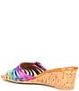 Color:Multi - Image 3 - Pierra Mid Wedge Metallic Leather Slip On Sandals