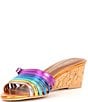 Color:Multi - Image 4 - Pierra Mid Wedge Metallic Leather Slip On Sandals