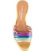 Color:Multi - Image 5 - Pierra Mid Wedge Metallic Leather Slip On Sandals