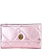 Color:Light Pastel Pink - Image 1 - Pink Metallic Quilted Leather Crossbody Bag