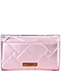 Color:Light Pastel Pink - Image 2 - Pink Metallic Quilted Leather Crossbody Bag
