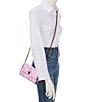 Color:Light Pastel Pink - Image 4 - Pink Metallic Quilted Leather Crossbody Bag