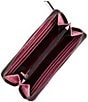 Color:Pink - Image 3 - Pink Stripe Zip Around Metallic Leather Wallet