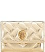 Color:Gold - Image 1 - Metallic Gold Quilted Flap Multi Card Holder