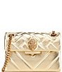 Color:Gold - Image 1 - Metallic Quilted Leather Mini Kensington Crossbody Bag