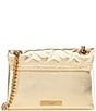 Color:Gold - Image 2 - Metallic Quilted Leather Mini Kensington Crossbody Bag
