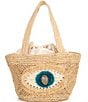 Color:Beige - Image 1 - Raffia Eye Basket Tote Bag