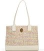 Color:White - Image 1 - Raffia Small Square Shopper Tote Bag