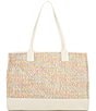 Color:White - Image 2 - Raffia Square Shopper Tote Bag