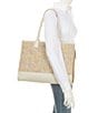 Color:White - Image 4 - Raffia Square Shopper Tote Bag