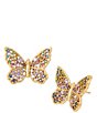 Color:Multi - Image 1 - Rainbow Crystal Butterfly Stud Earrings