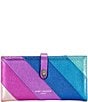 Color:Multi - Image 1 - Rainbow Stripe Leather Bifold Wallet