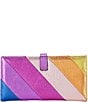 Color:Multi - Image 2 - Rainbow Stripe Leather Bifold Wallet