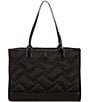 Color:Black - Image 1 - Recycled Nylon Drench Quilted Shopper Tote Bag