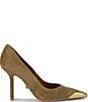 Kurt Geiger London Regent Point Court Gold Tip Suede Pumps - Image 1