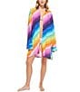 Color:Multi - Image 3 - Resort Printed Point Collar Long Sleeve Shirt Dress Swim Cover-Up