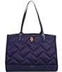 Kurt Geiger London Rhinestone Eagle Navy Recycled Square Nylon Shopper Tote Bag, Color:Navy - Image 1