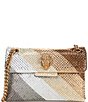 Kurt Geiger London Rhinestone Gold and Silver Tone Fabric Kensington Mini Crossbody Bag, Color:Metal Comb - Image 1