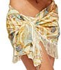 Color:Open White - Image 3 - Seashell Printed Fringe Trim Sarong Swim Cover-Up