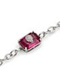 Kurt Geiger London Signature Eagle Gem Chain Link Line Bracelet, Color:Fuchsia - Image 2