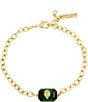 Kurt Geiger London Signature Eagle Gem Chain Link Line Bracelet, Color:Gold/Emerald - Image 1
