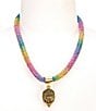 Color:Multi - Image 1 - Signature Eagle Rainbow Rhinestone Mesh Collar Necklace