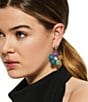 Kurt Geiger London Signature Eagle Rainbow Pave Puffy Flower Drop Earrings, Color:Multi - Image 3