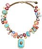 Kurt Geiger London Signature Eagle Stone Gem Statement Collar Necklace, Color:Multi - Image 1