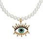 Color:Pearl - Image 2 - Signature Crystal Evil Eye Pearl Short Pendant Necklace
