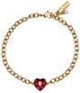 Kurt Geiger London Signature Heart Gem Charm Bracelet, Color:Pink/Gold - Image 1