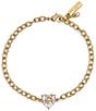 Kurt Geiger London Signature Heart Gem Charm Bracelet, Color:Crystal/Gold - Image 1