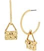 Kurt Geiger London Signature Purse Hoop Earrings, Color:Gold - Image 1