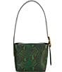 Kurt Geiger London Small Chelsea Snake Print Bucket Bag, Color:Green - Image 2