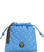 Kurt Geiger London Small Kensington Quilted Drawstring Bucket Bag, Color:Blue - Image 1