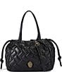 Kurt Geiger London Kensington Small Quilted Slouchy Drawstring Tote Bag, Color:Black - Image 1