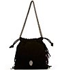 Kurt Geiger London Small Kensington Suede Drawstring Bucket Bag, Color:Black - Image 1