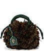 Kurt Geiger London Small Faux Fur Macrame Crystal Clutch, Color:Brown green - Image 1