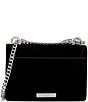 Color:Black - Image 2 - Small Velvet Rhinestone Bow Sueded Fabric Crossbody Bag