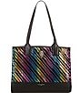 Kurt Geiger London Small Woven Rainbow Pattern Kensington Square Tote Bag, Color:Mult/Other - Image 1