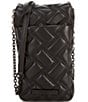 Kurt Geiger London Solid Black Quilt Phone Crossbody Bag, Color:Black - Image 2