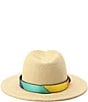 Color:Natural - Image 2 - Straw Fedora With Rainbow Leather Band