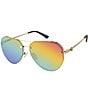 Color:Gold Black - Image 1 - Women's KGL1002B Shoreditch 60mm Aviator Mirrored Lens Rimless Sunglasses