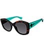Color:Havana Green - Image 1 - Women's KGL1008 Shoreditch Large 53mm Oval Sunglasses