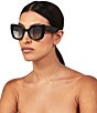 Color:Black - Image 2 - Women's KGL1011 Kensington 52mm Mirrored Lens Butterfly Sunglasses