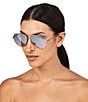 Color:Lilac - Image 2 - Women'sKGL1001 Shoreditch 62mm Mirrored Lens Aviator Sunglasses