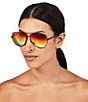 Color:Black Fuchsia - Image 2 - Women'sKGL1001 Shoreditch 62mm Mirrored Lens Aviator Sunglasses