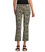 KUT from the Kloth Kelsey Leopard Print High Rise Ankle Flare Leg Jeans, Color:Sage - Image 1
