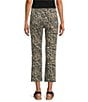 KUT from the Kloth Kelsey Leopard Print High Rise Ankle Flare Leg Jeans, Color:Sage - Image 2