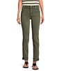 KUT from the Kloth Amy Denim Double Button Ankle Straight Leg Roll Up Cuff Jeans, Color:Tree - Image 1